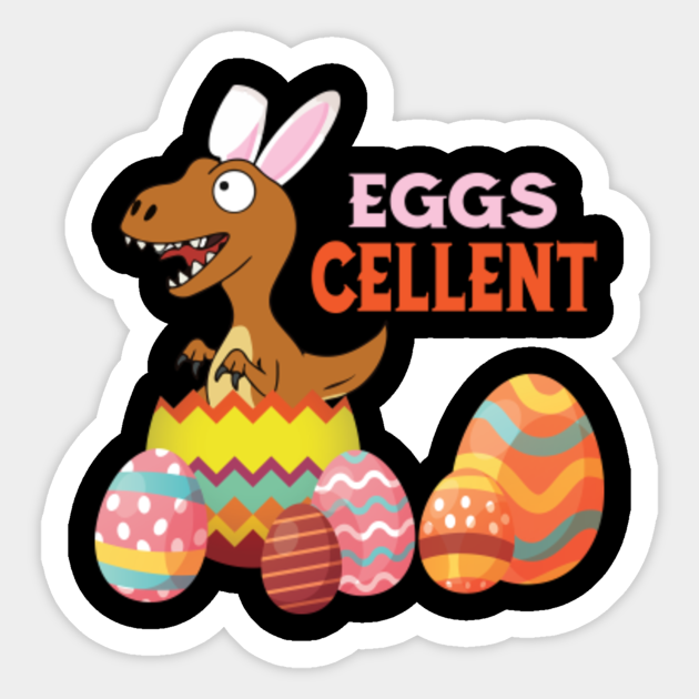 Easter Bunny Dinosaur T rex Boys Kids Eggs Cellent - Easter Bunny Dinosaur T Rex Boys - Sticker